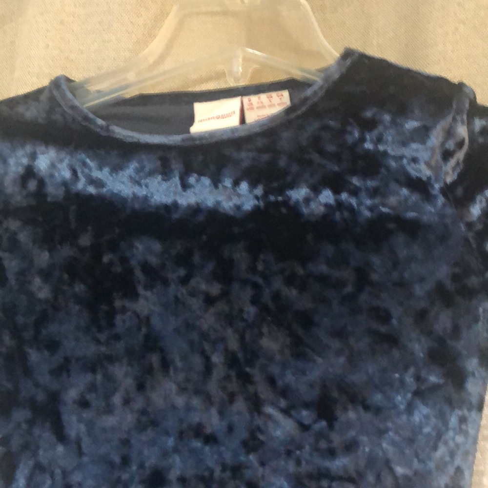 Adorable 7/8 blue velour girls dress - Picture 2 of 5